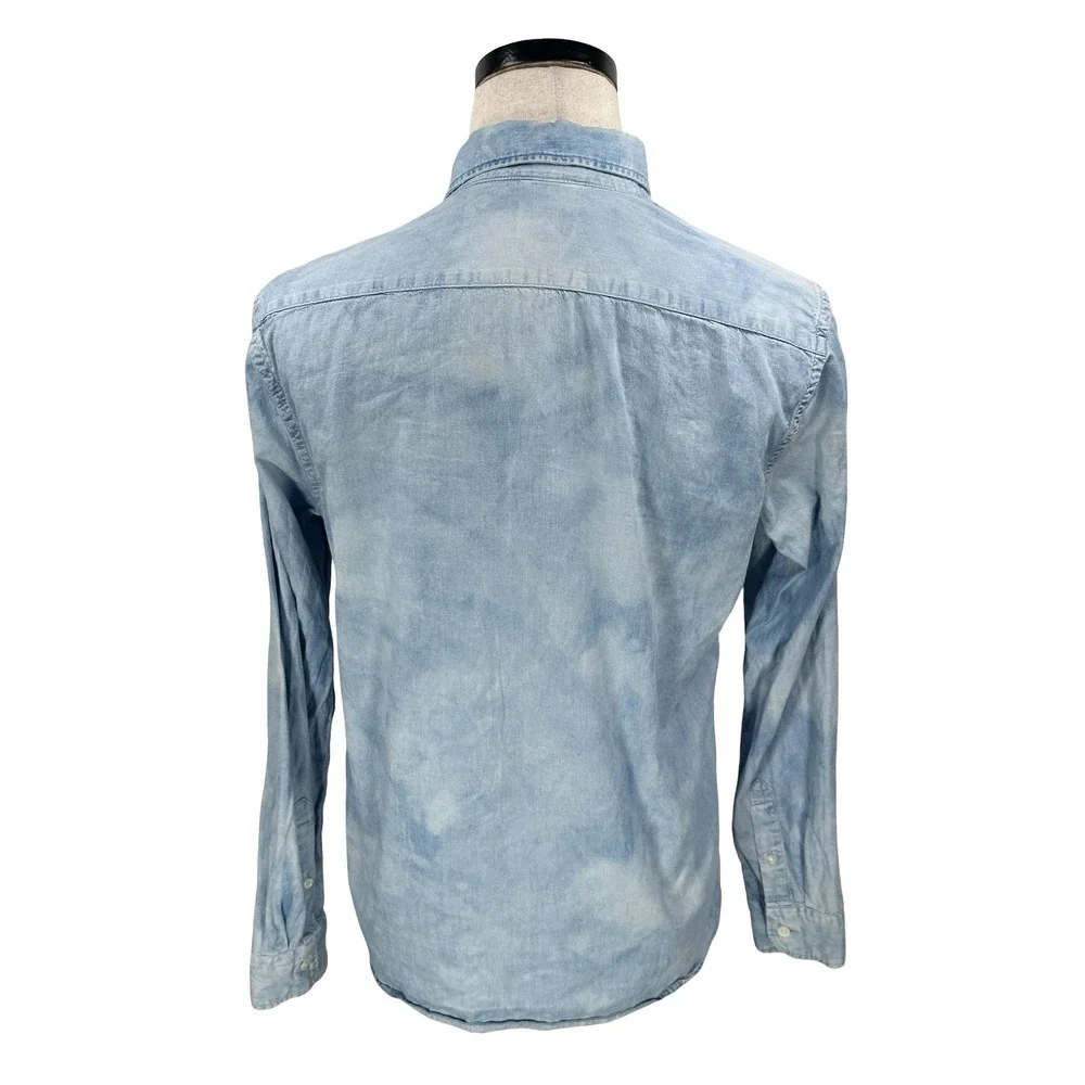 Levis‎ Mens Acid Wash Denim Button Down Shirt Light Blue Cloud Sky Wash Medium